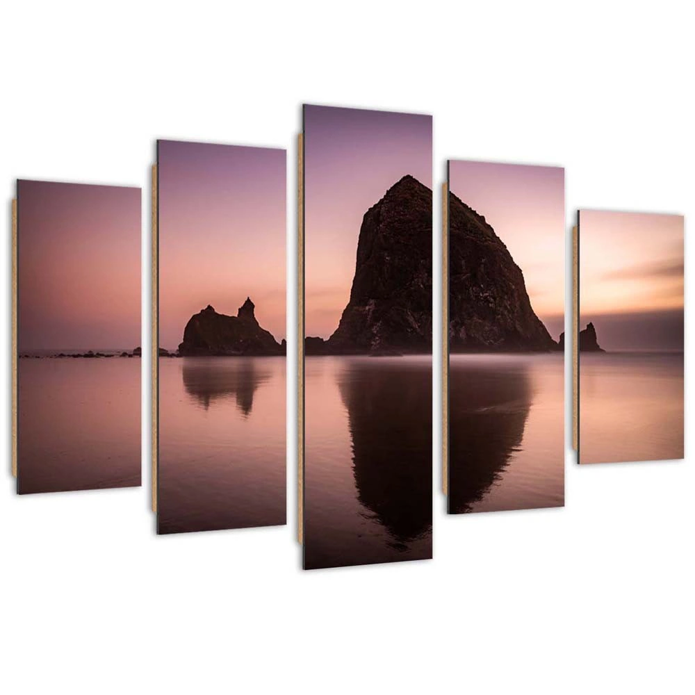 Five piece picture deco panel, Rock in the water