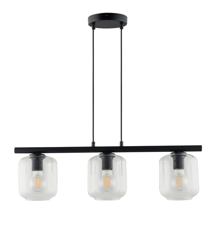 Gloss Ceiling Pendant Light 3 Transparent Black