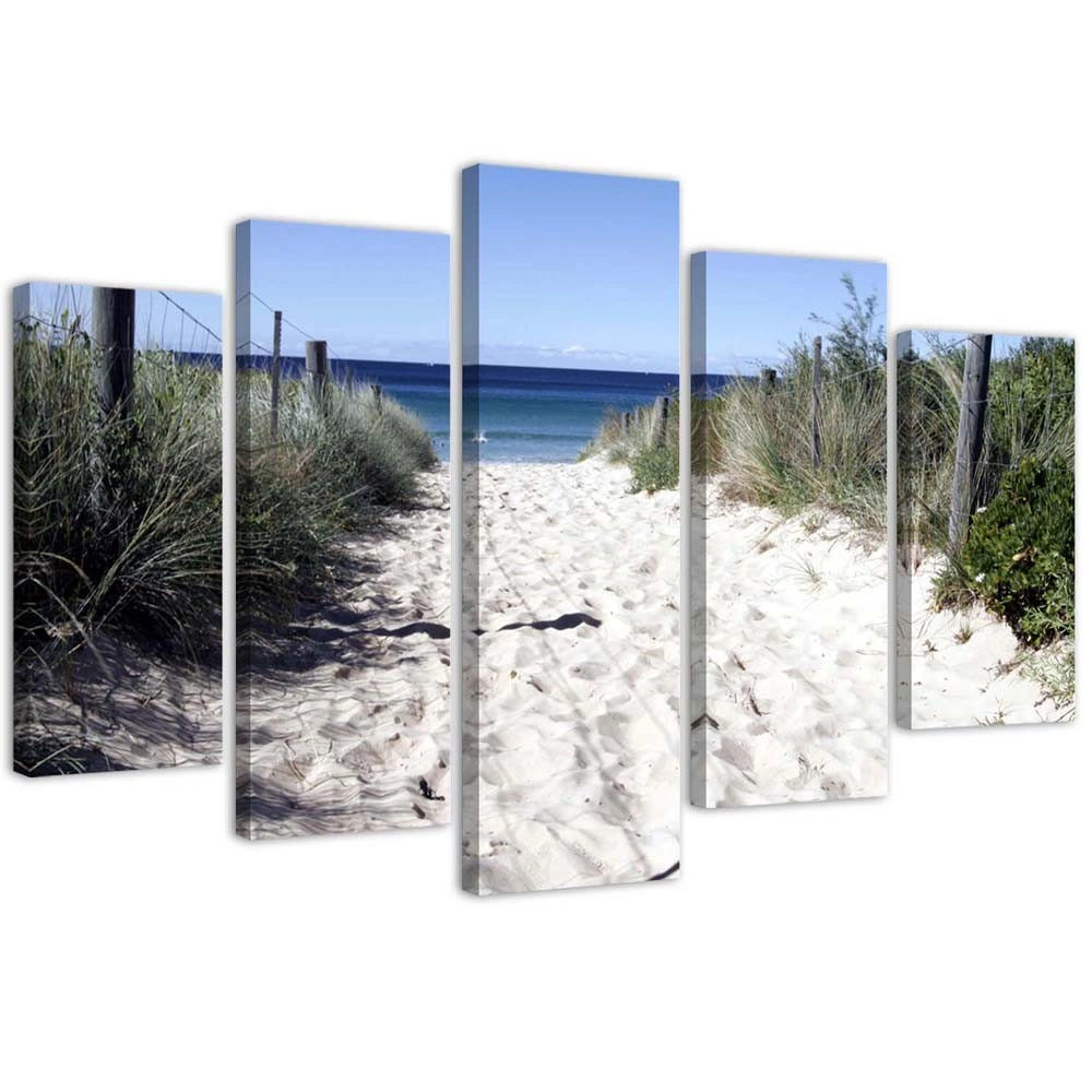 Five piece picture canvas print, Path through the dunes