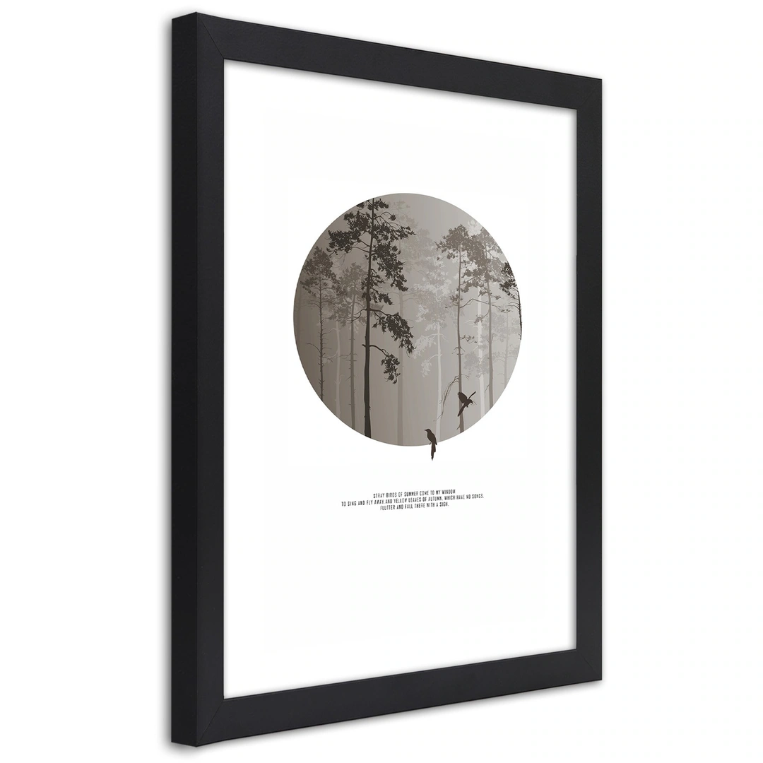 Picture in frame, Birds in a forest