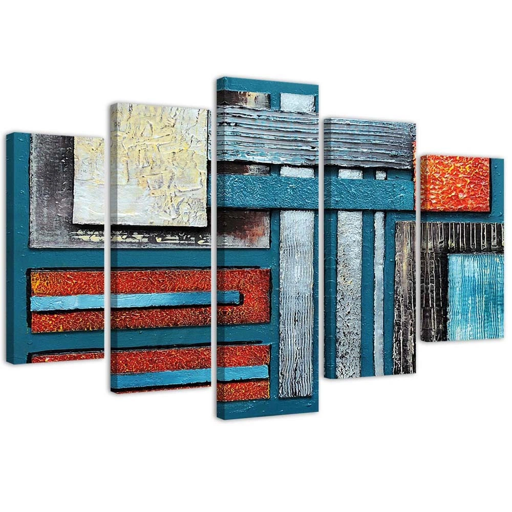 Five piece picture canvas print, Composition with blue