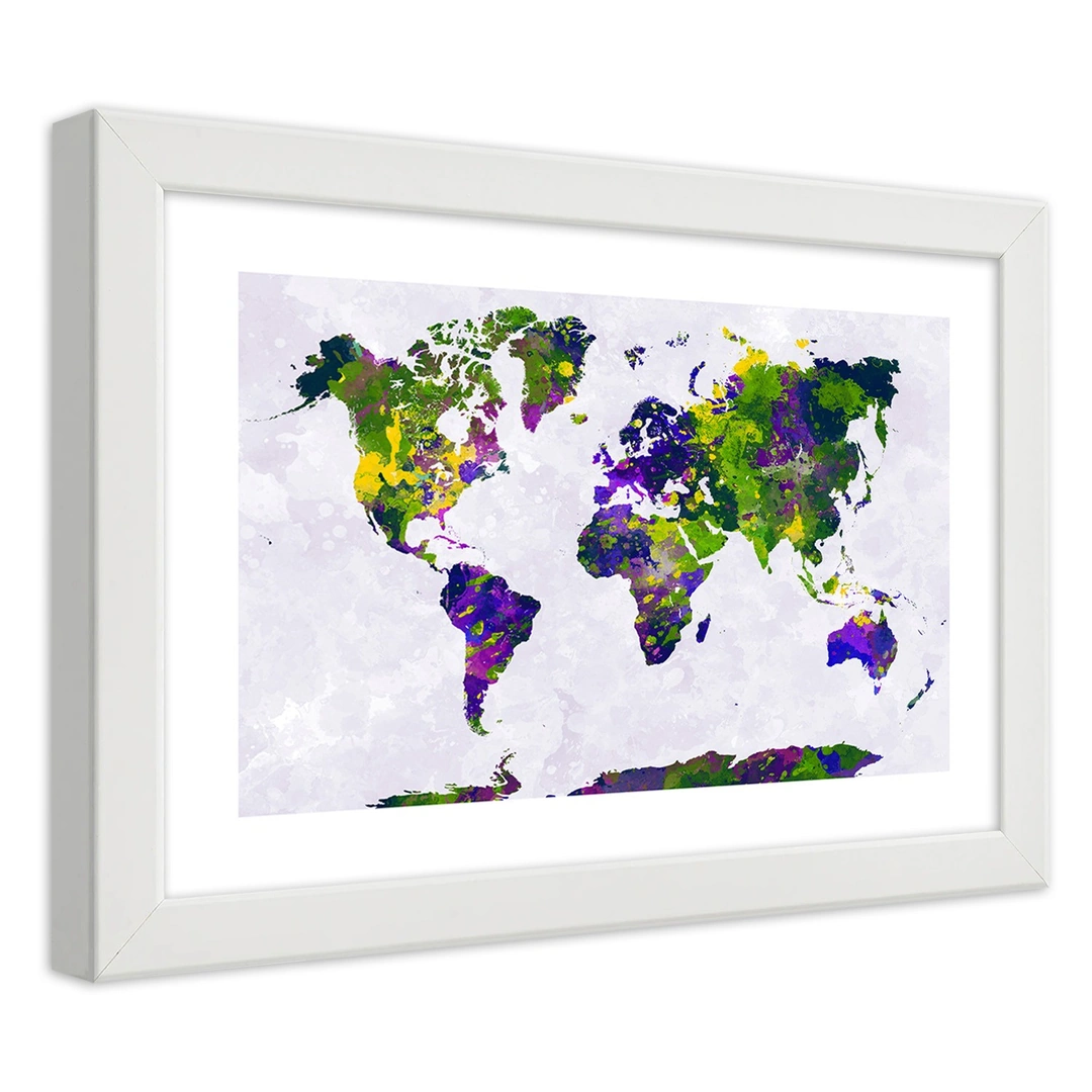 Picture in frame, Painted world map