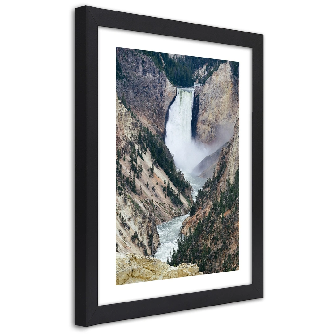 Picture in frame, Great waterfall in the mountains