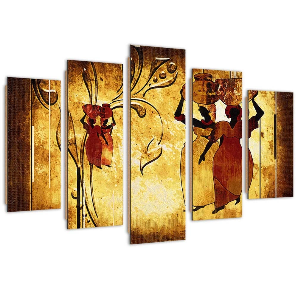 Five piece picture deco panel, African women