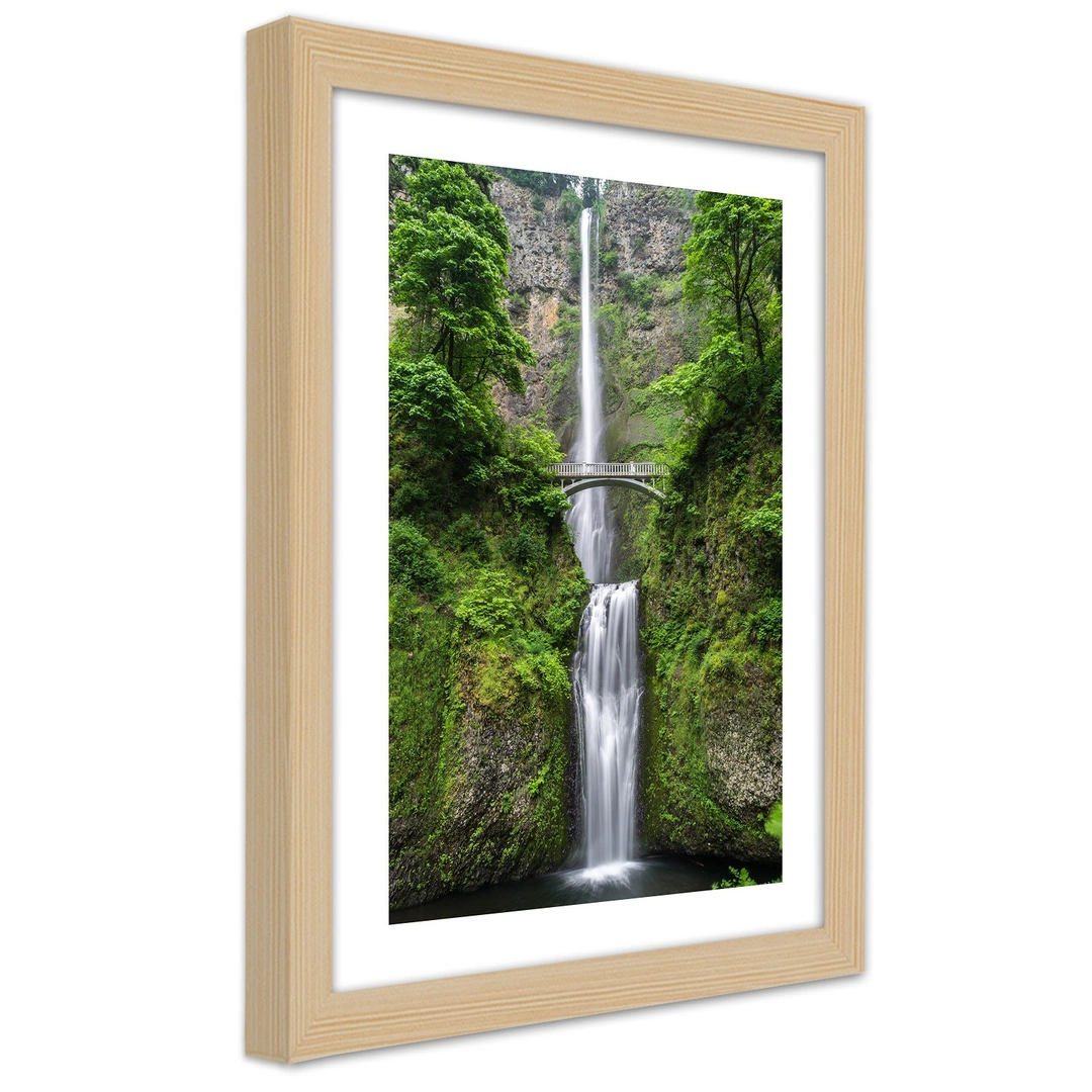 Picture in frame, Bridge over a waterfall