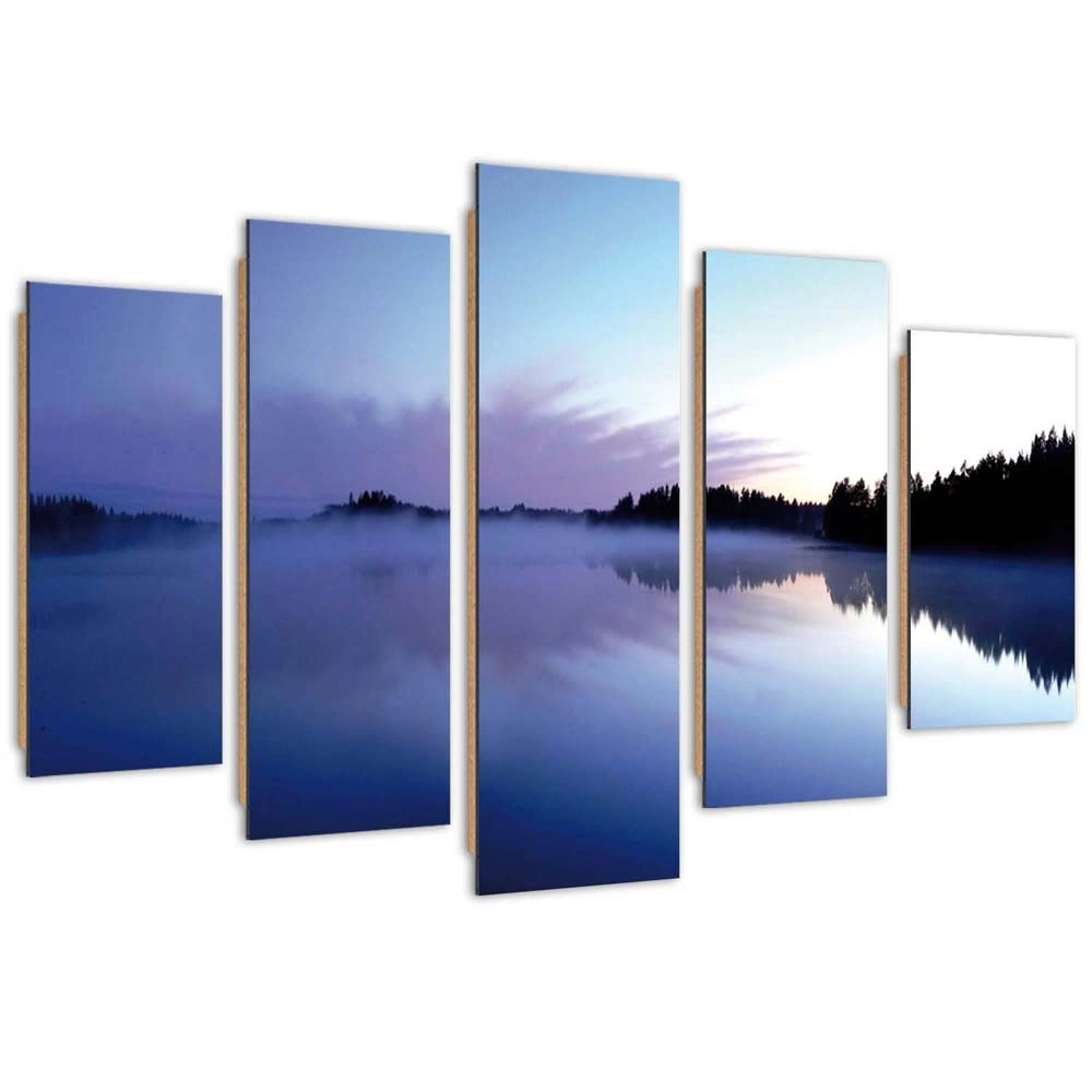 Five piece picture deco panel, Mist over the lake