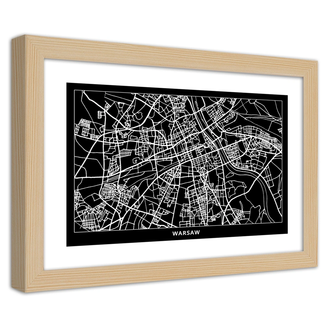 Picture in frame, City plan warsaw