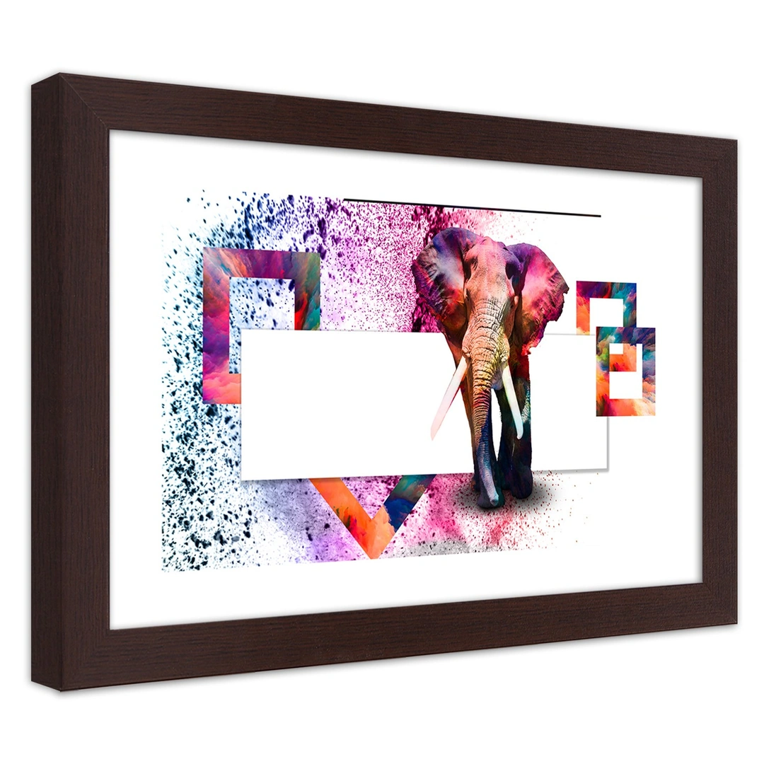 Picture in frame, Colourful elephant