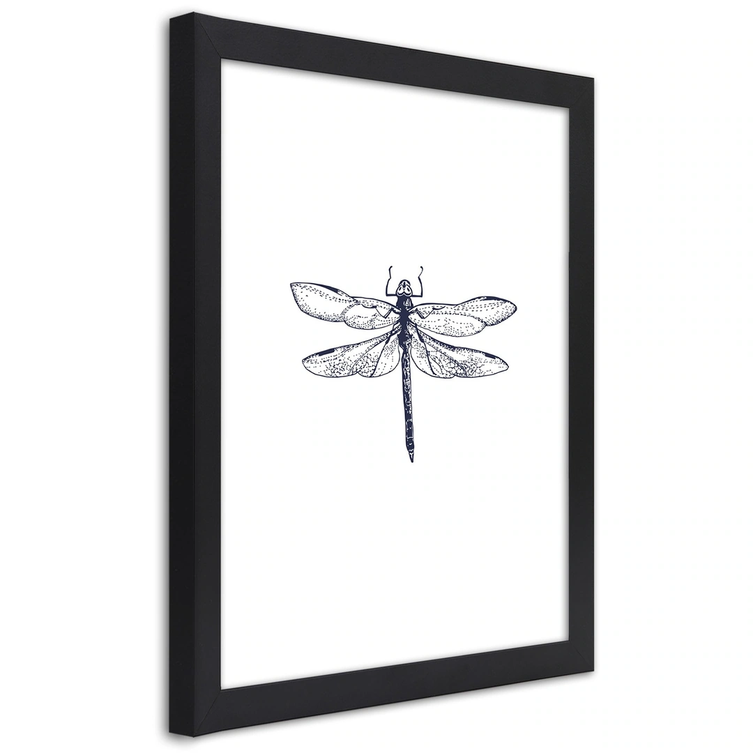 Picture in frame, Dragonfly drawn