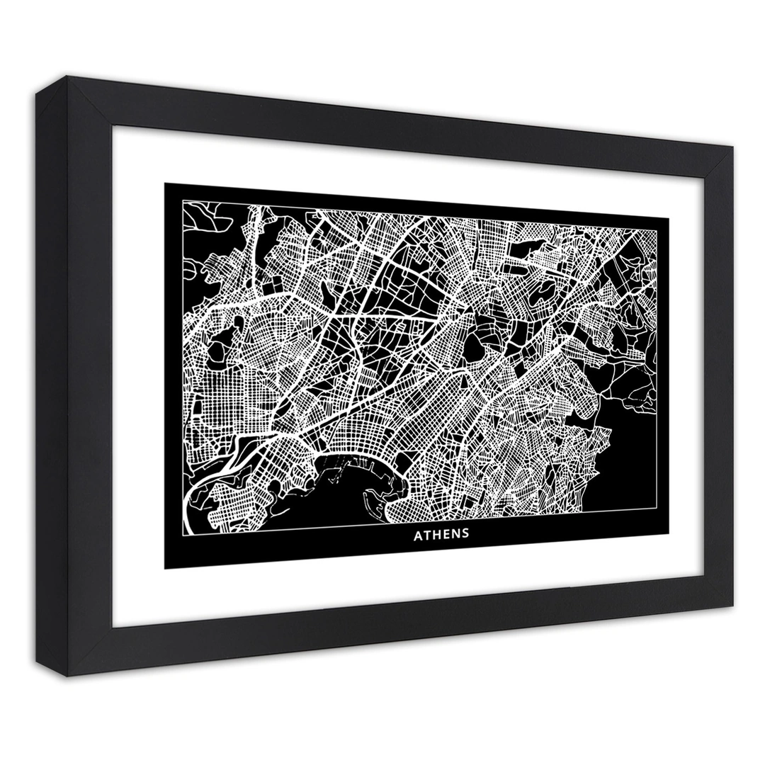 Picture in frame, City plan athens