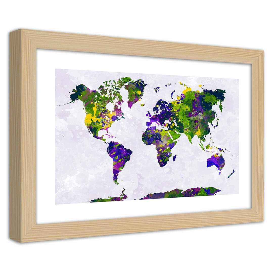 Picture in frame, Painted world map