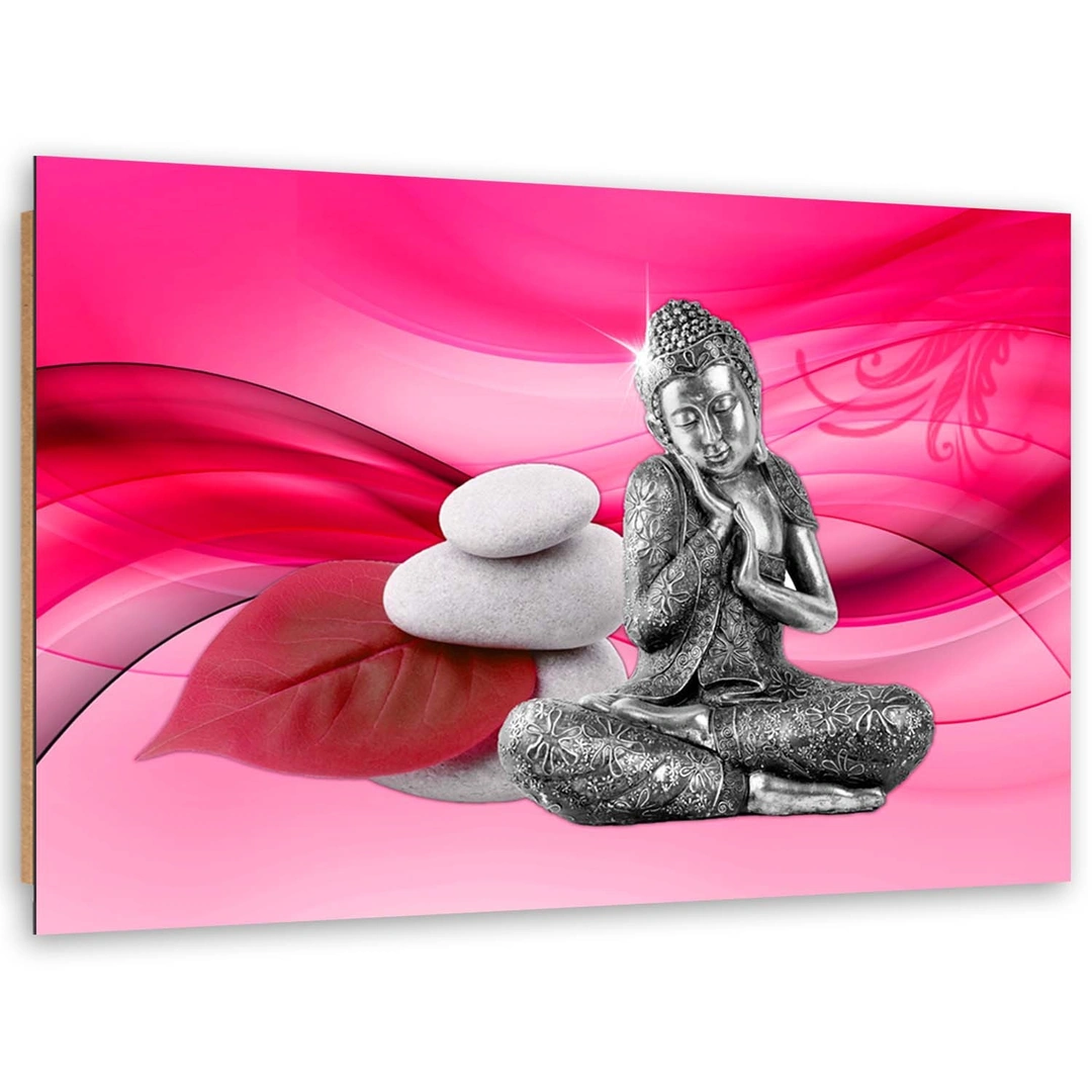 Deco panel print, Buddha figurine on pink background