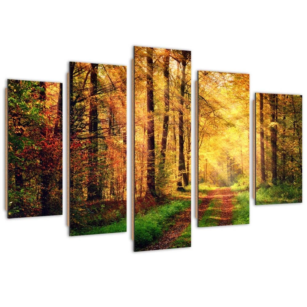 Five piece picture deco panel, Forest road