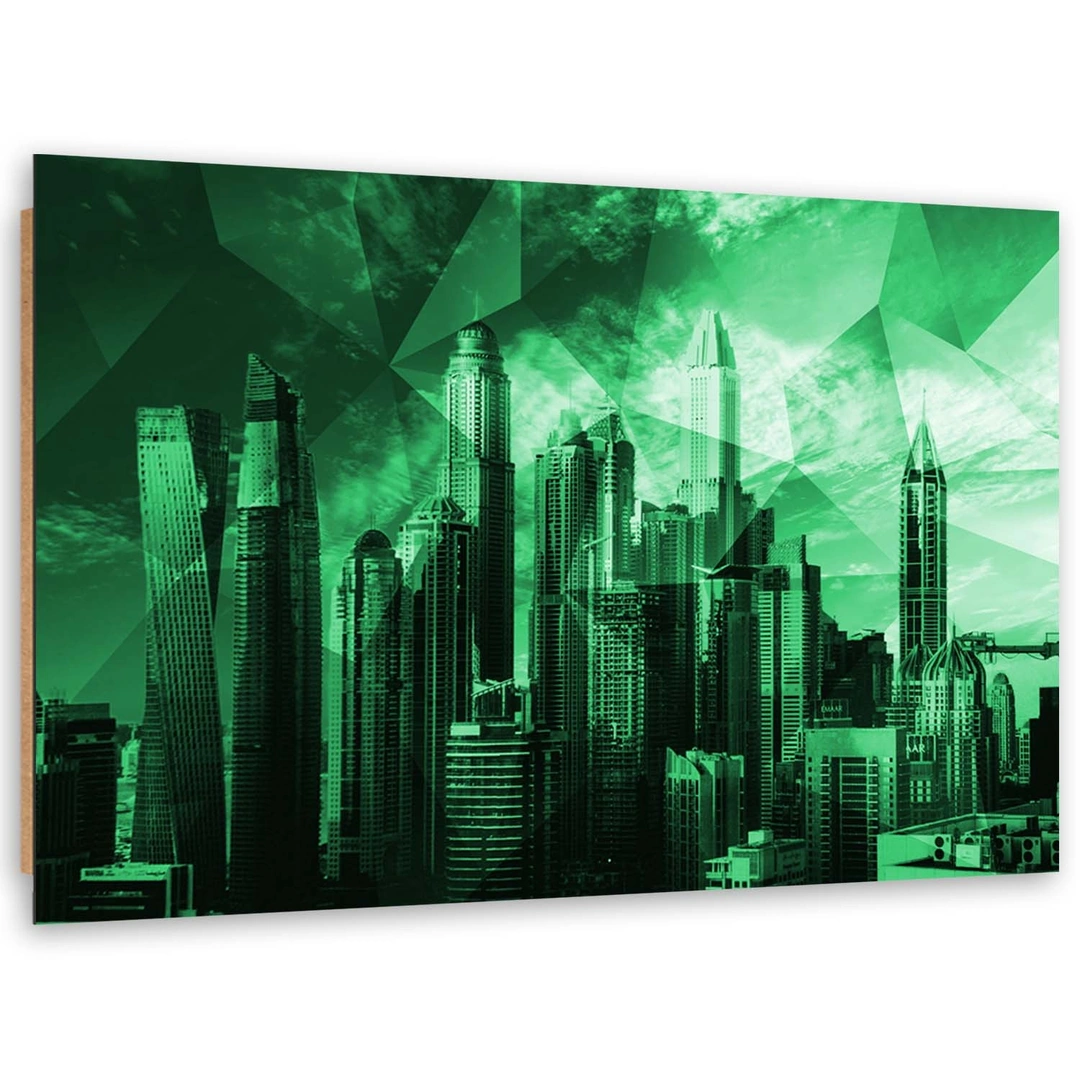 Deco panel print, Geometric city - green