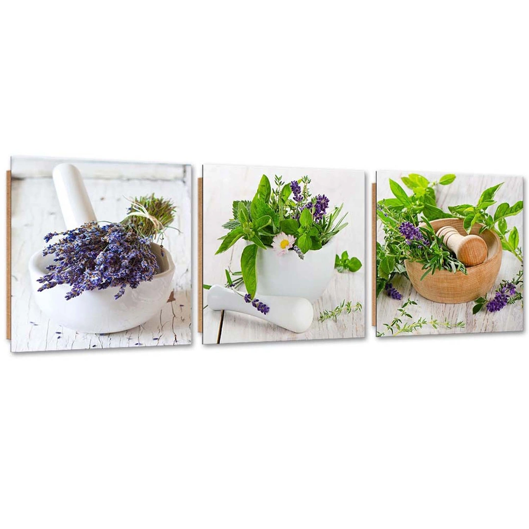 Set of three pictures deco panel, Herbs in the kitchen