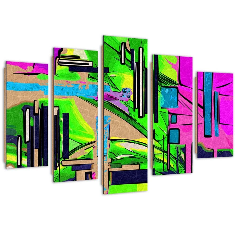 Five piece picture deco panel, Abstract landscape