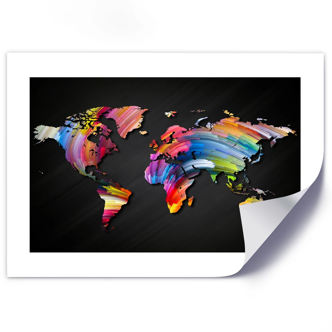 Poster, World map in different colours