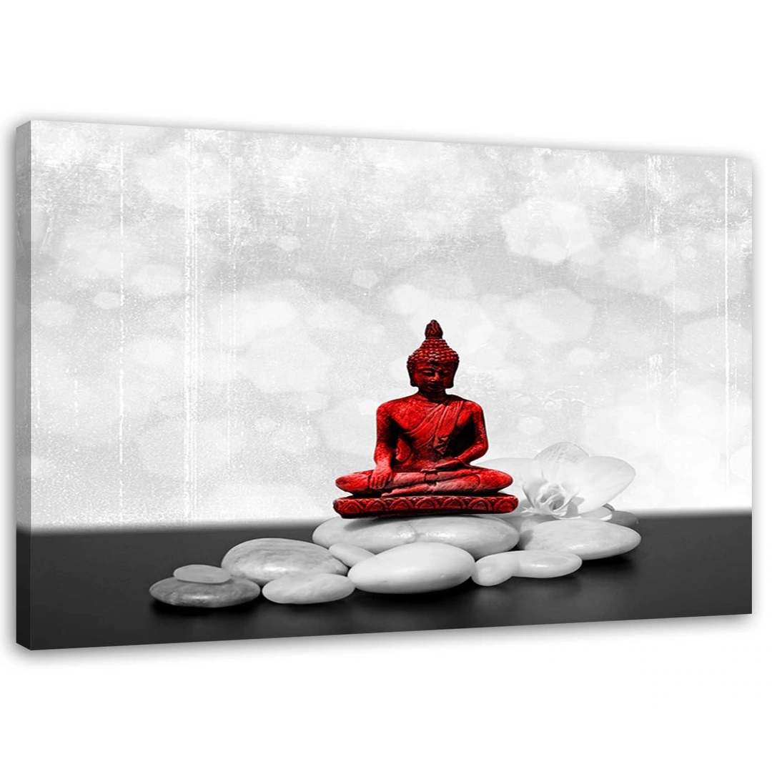 Canvas print, Red buddha on the stones