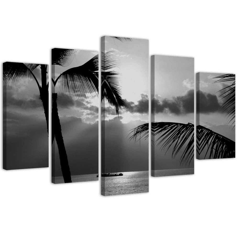 Five piece picture canvas print, On the seashore