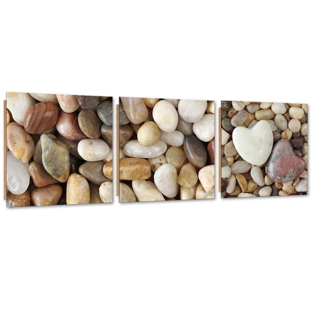Set of three pictures deco panel, Stone hearts