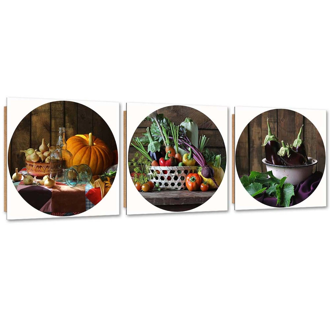 Set of three pictures deco panel, Autumn kitchen