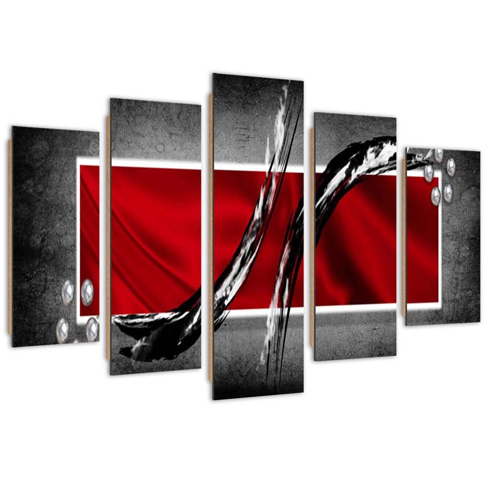 Five piece picture deco panel, The mystery of red