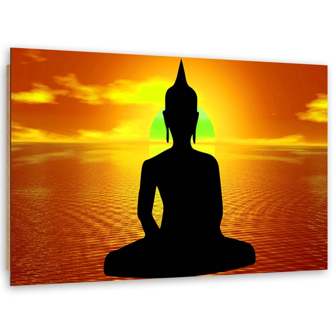 Deco panel print, Buddha meditating at sunrise