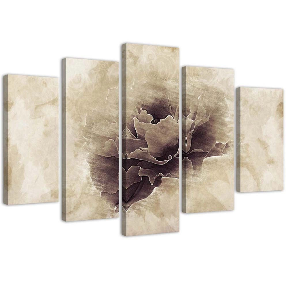 Five piece picture canvas print, Ashen flower