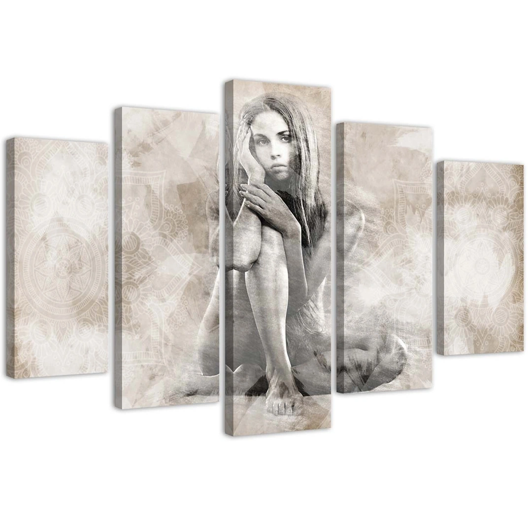 Five piece picture canvas print, Nude