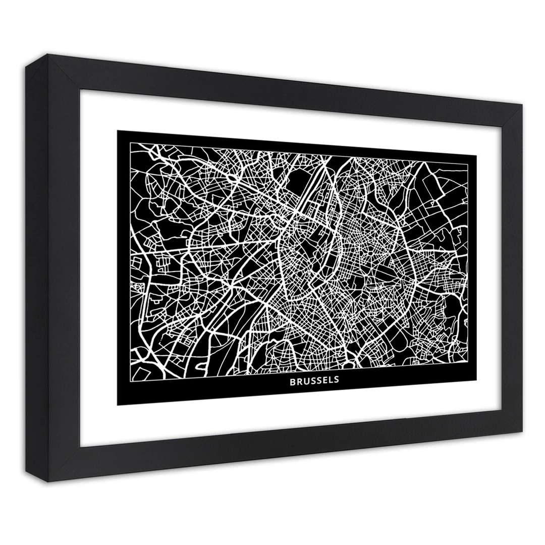 Picture in frame, City plan brussels