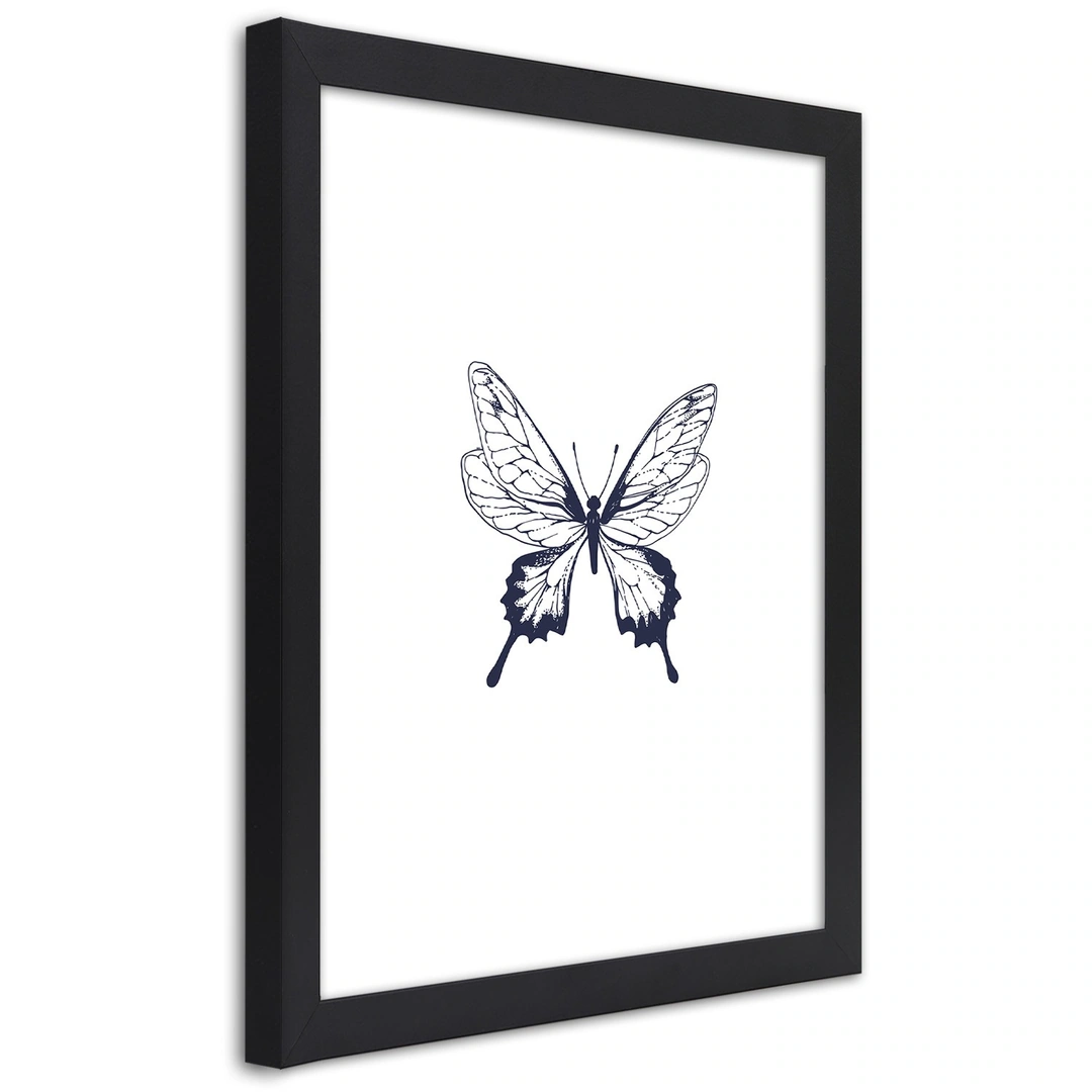 Picture in frame, Drawn butterfly