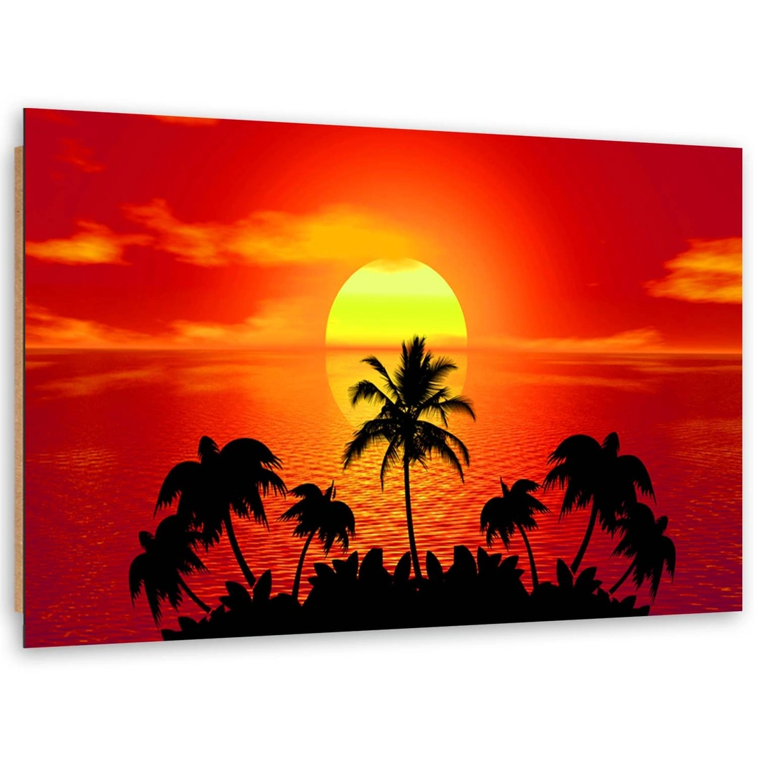 Deco panel print, Sunset with palm trees