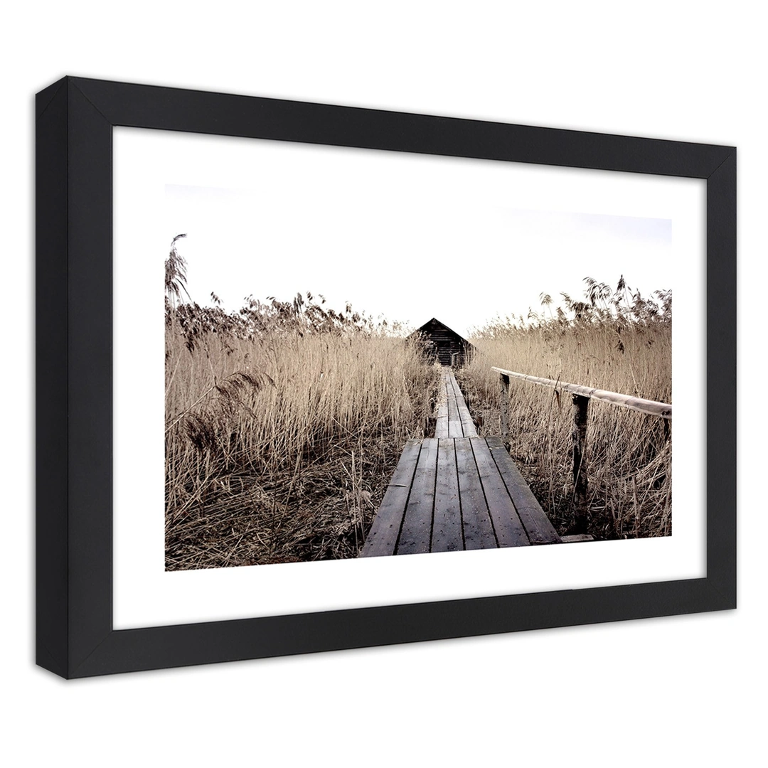 Picture in frame, Old pier in high reeds