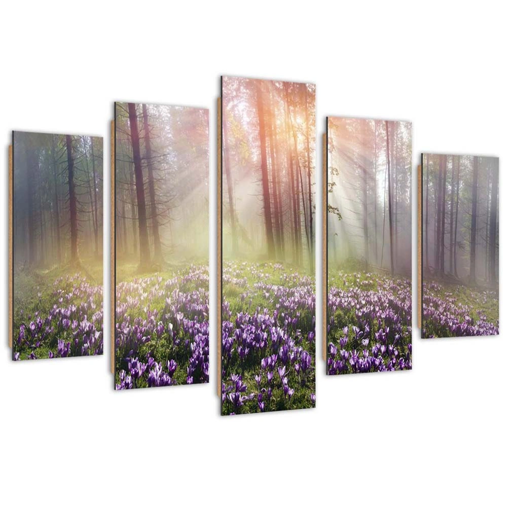 Five piece picture deco panel, Crocuses on a glade