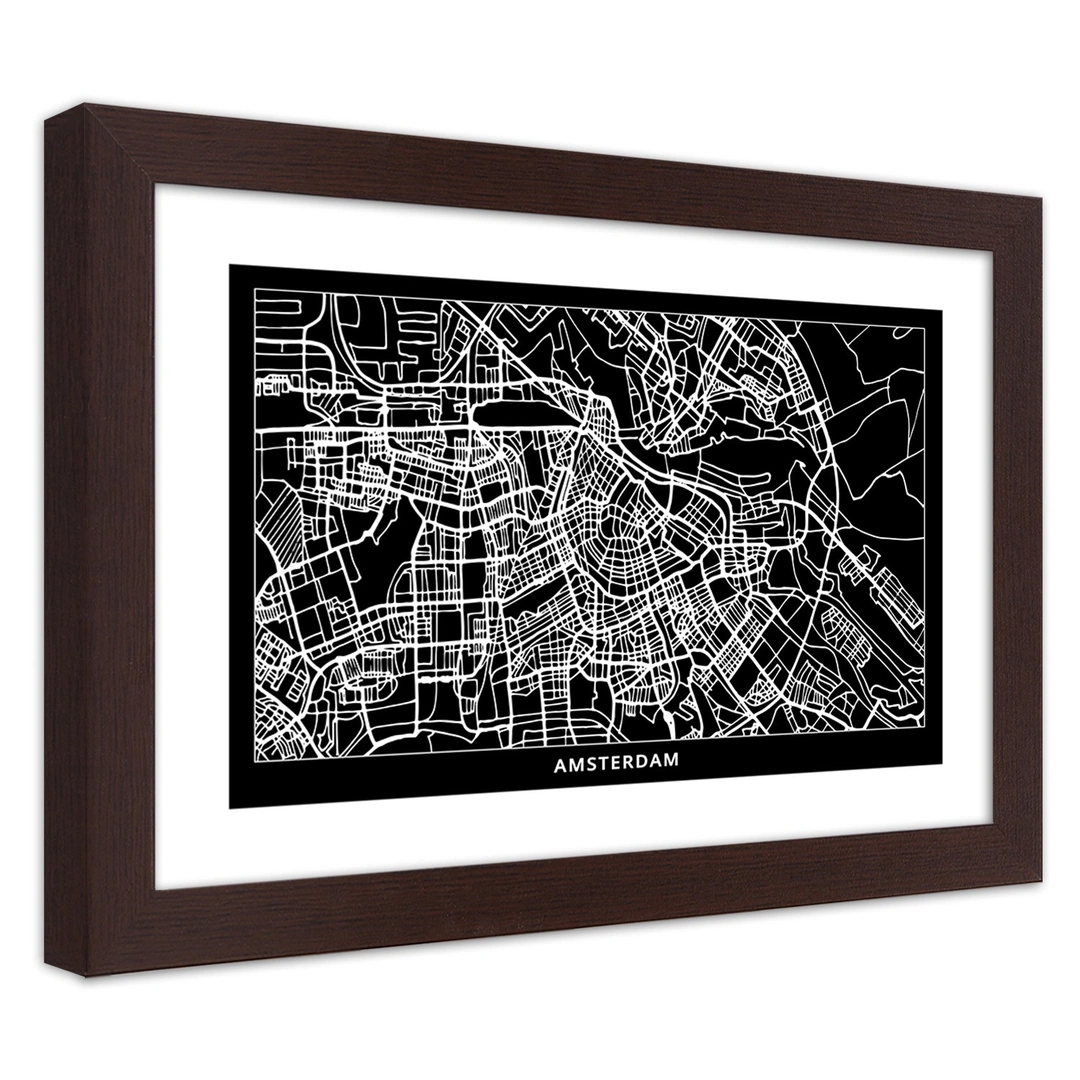 Picture in frame, City plan amsterdam