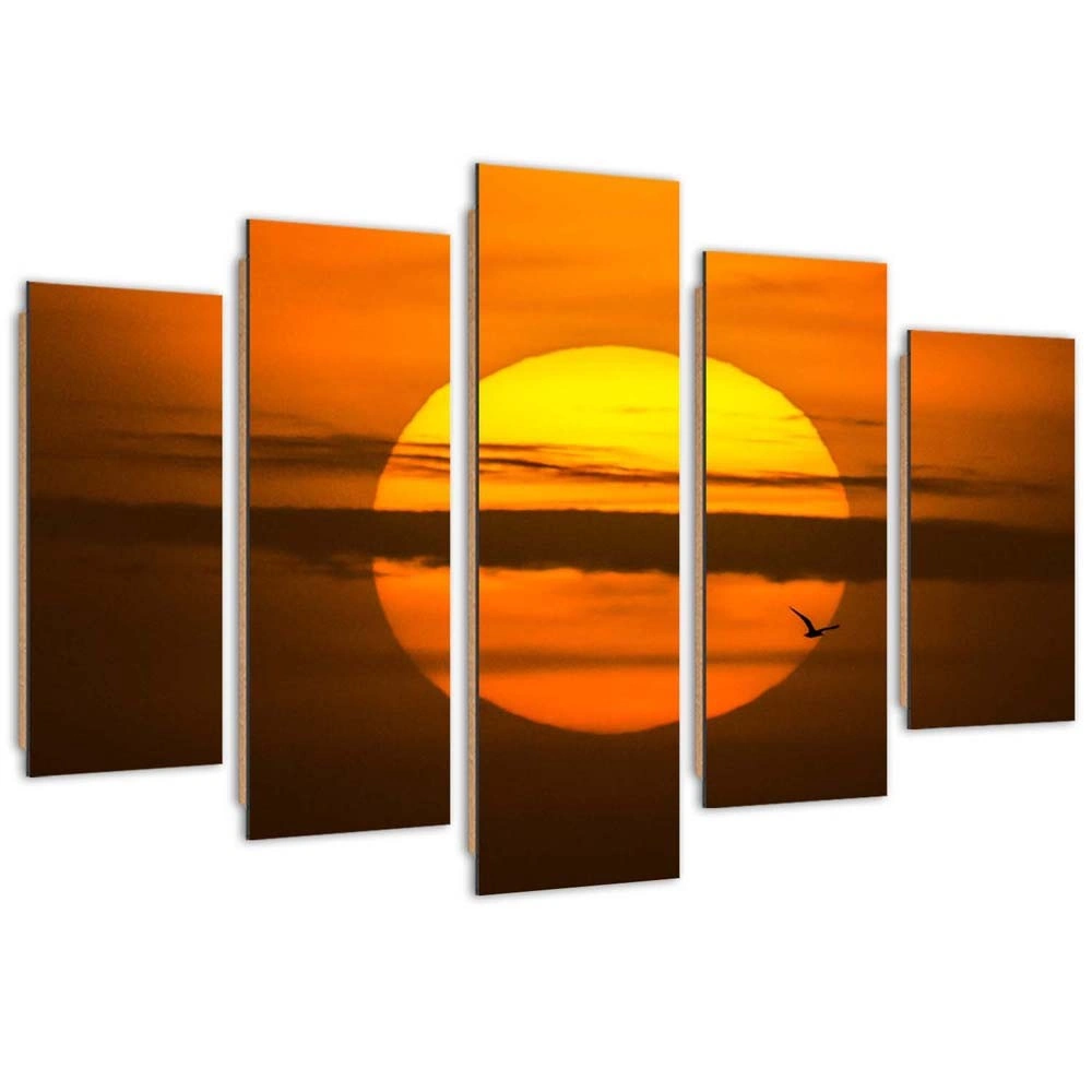 Five piece picture deco panel, Sunset