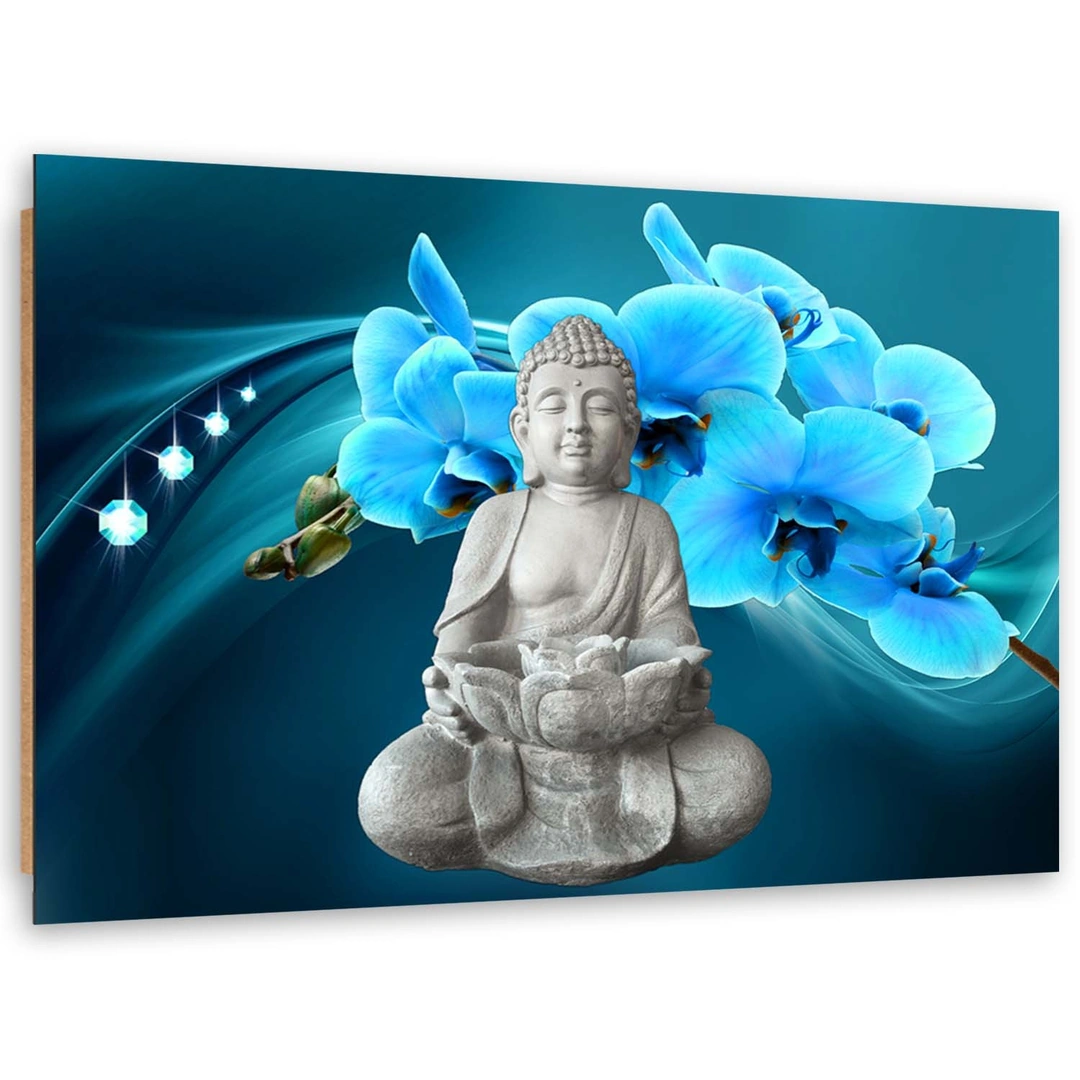 Deco panel print, Buddha with blue orchid