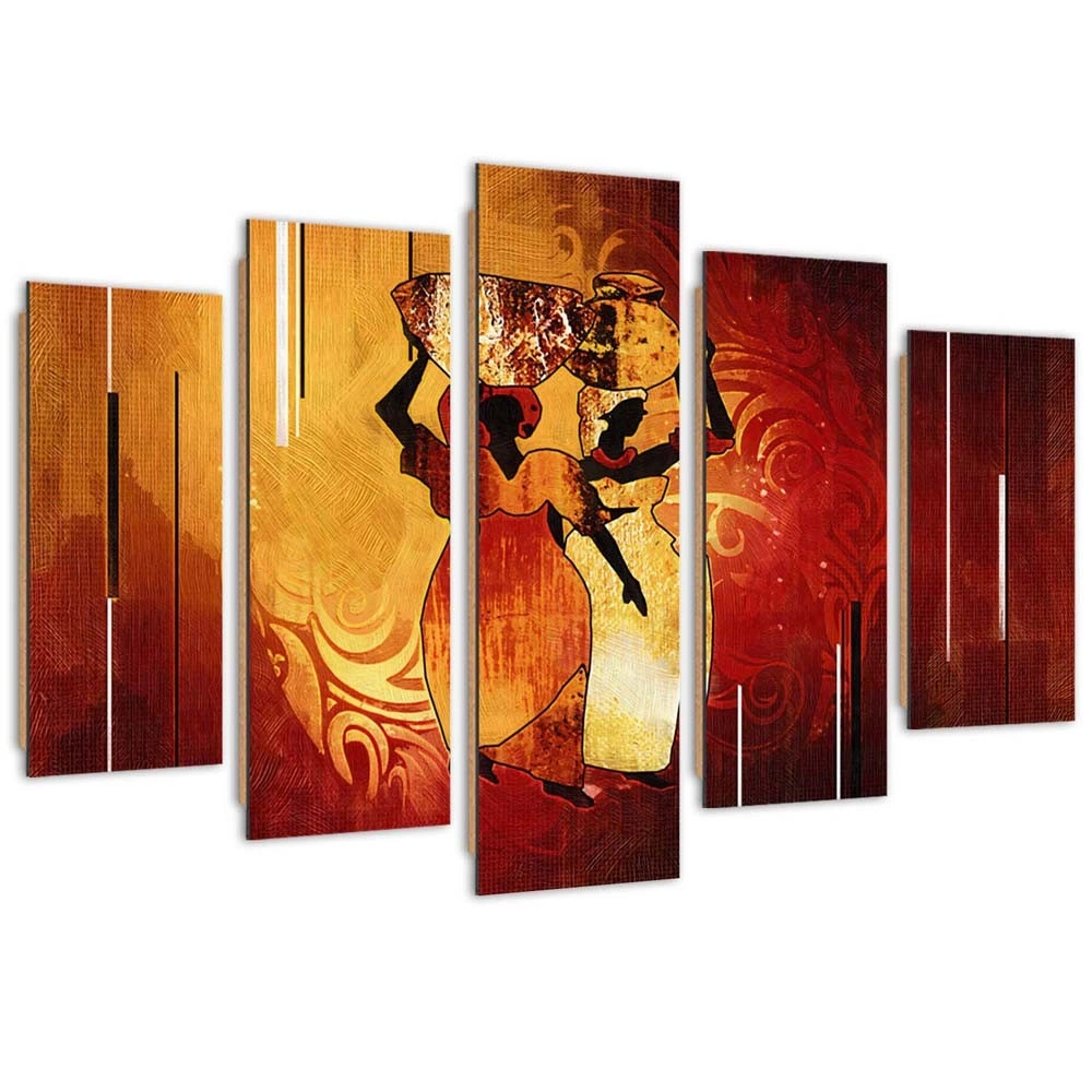 Five piece picture deco panel, African heat