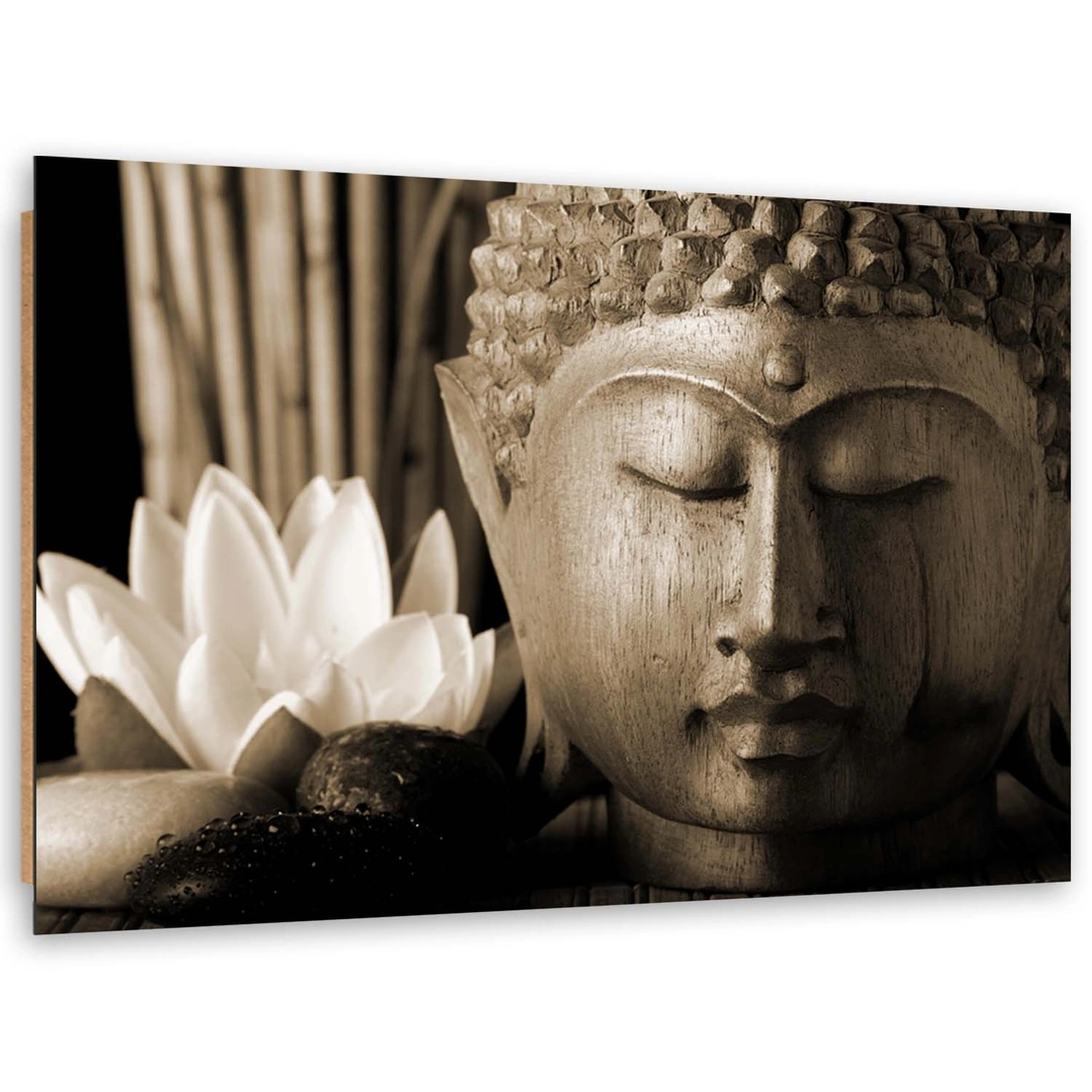 Deco panel print, Buddha head with lily