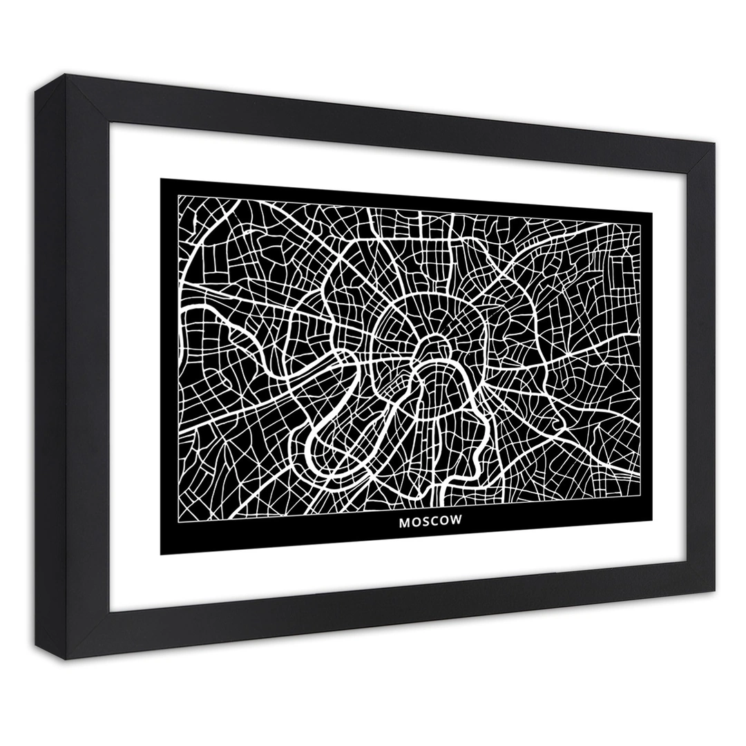 Picture in frame, City plan moscow