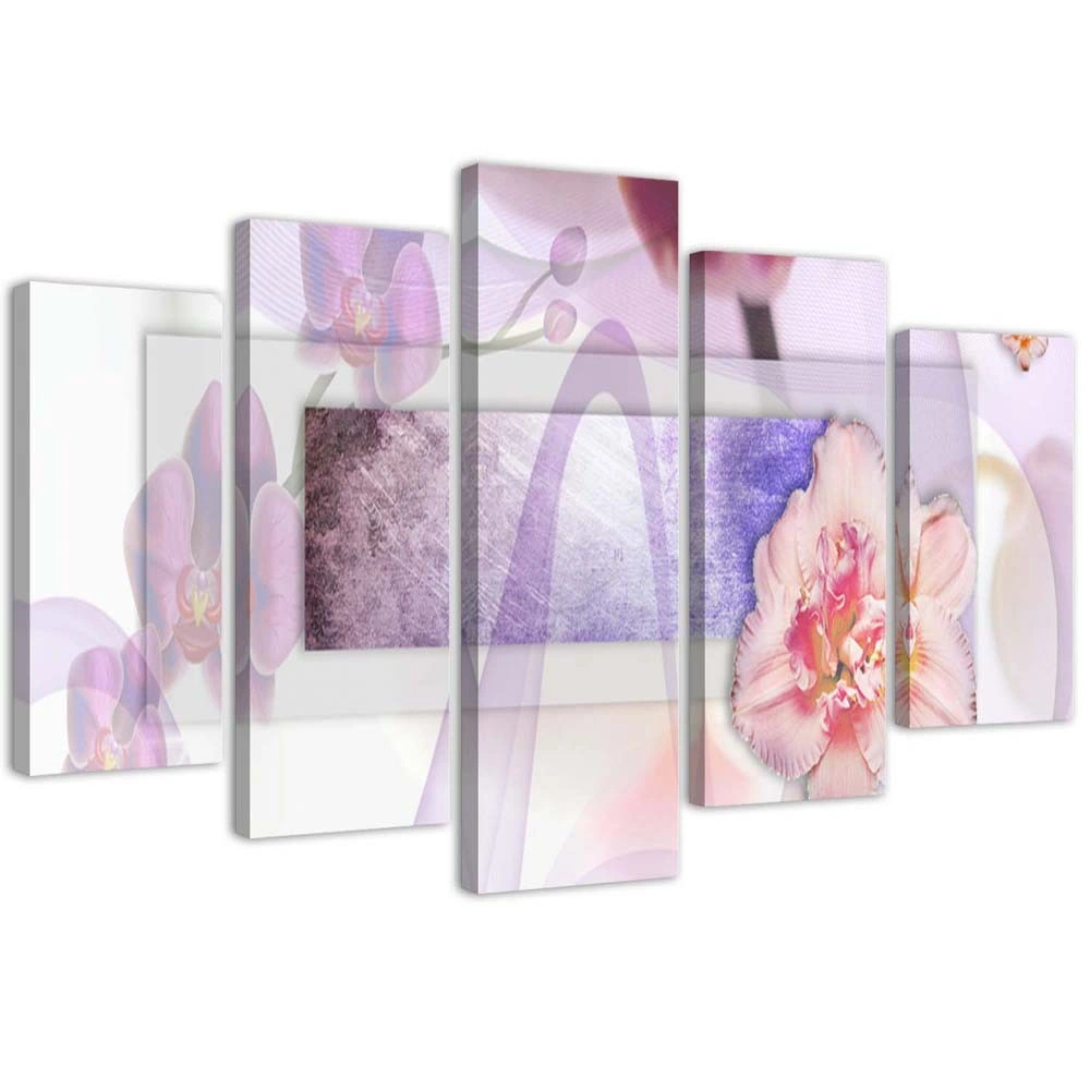 Five piece picture canvas print, Flower composition