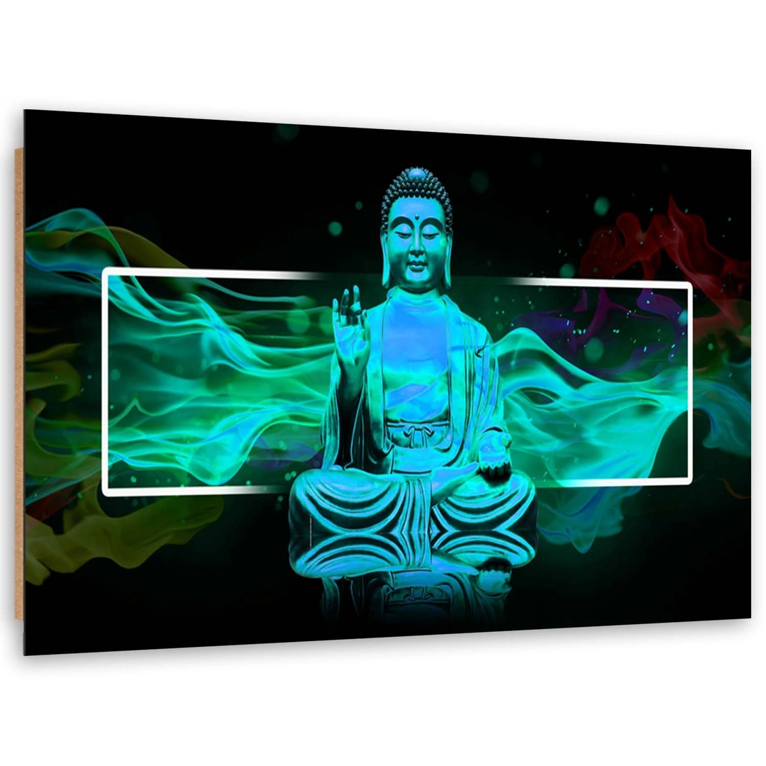 Deco panel print, Meditating buddha figure - blue