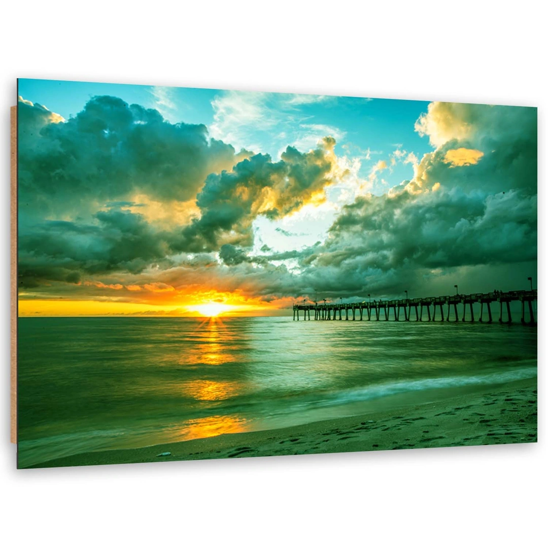 Deco panel print, Pier and sunset