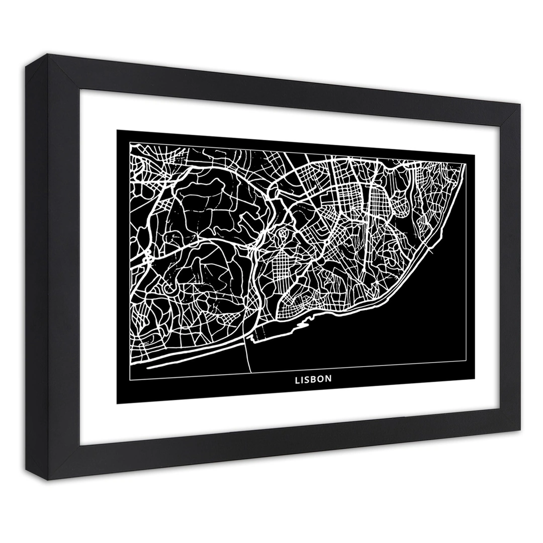 Picture in frame, City plan lisbon