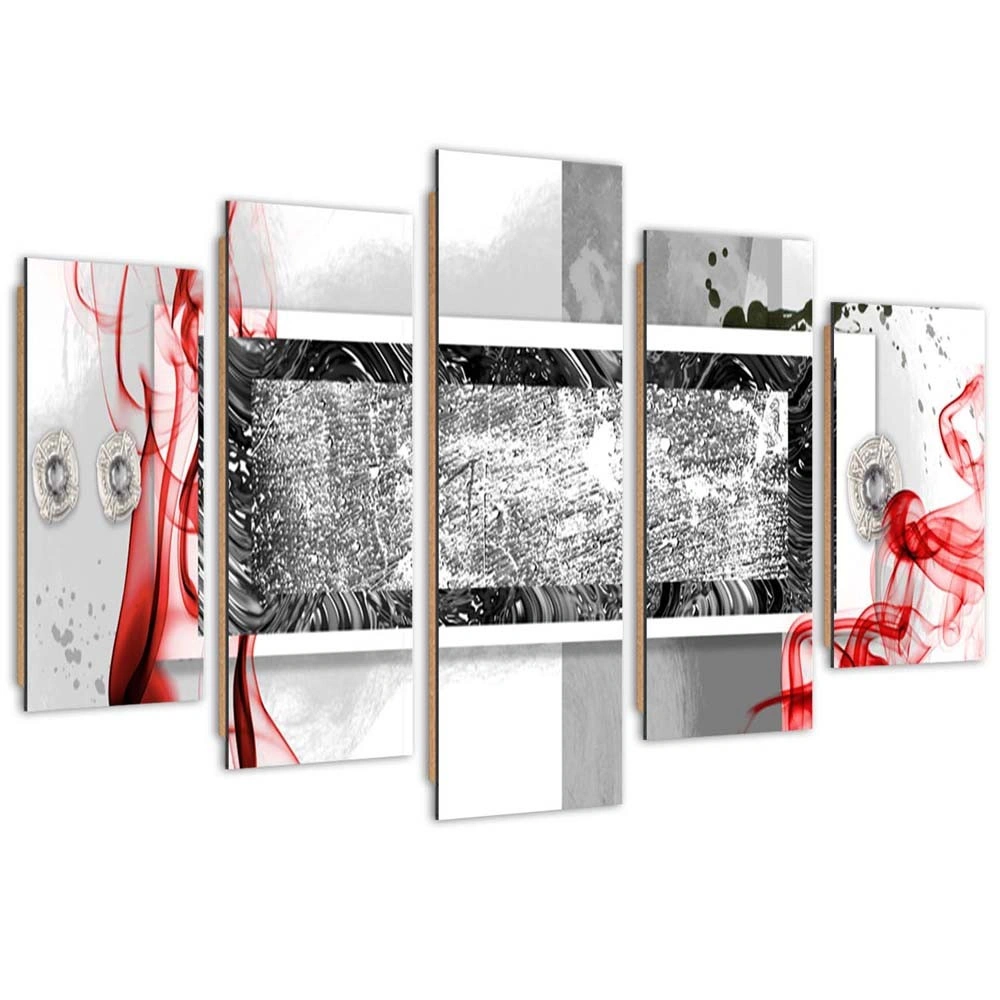 Five piece picture deco panel, Explosion of red