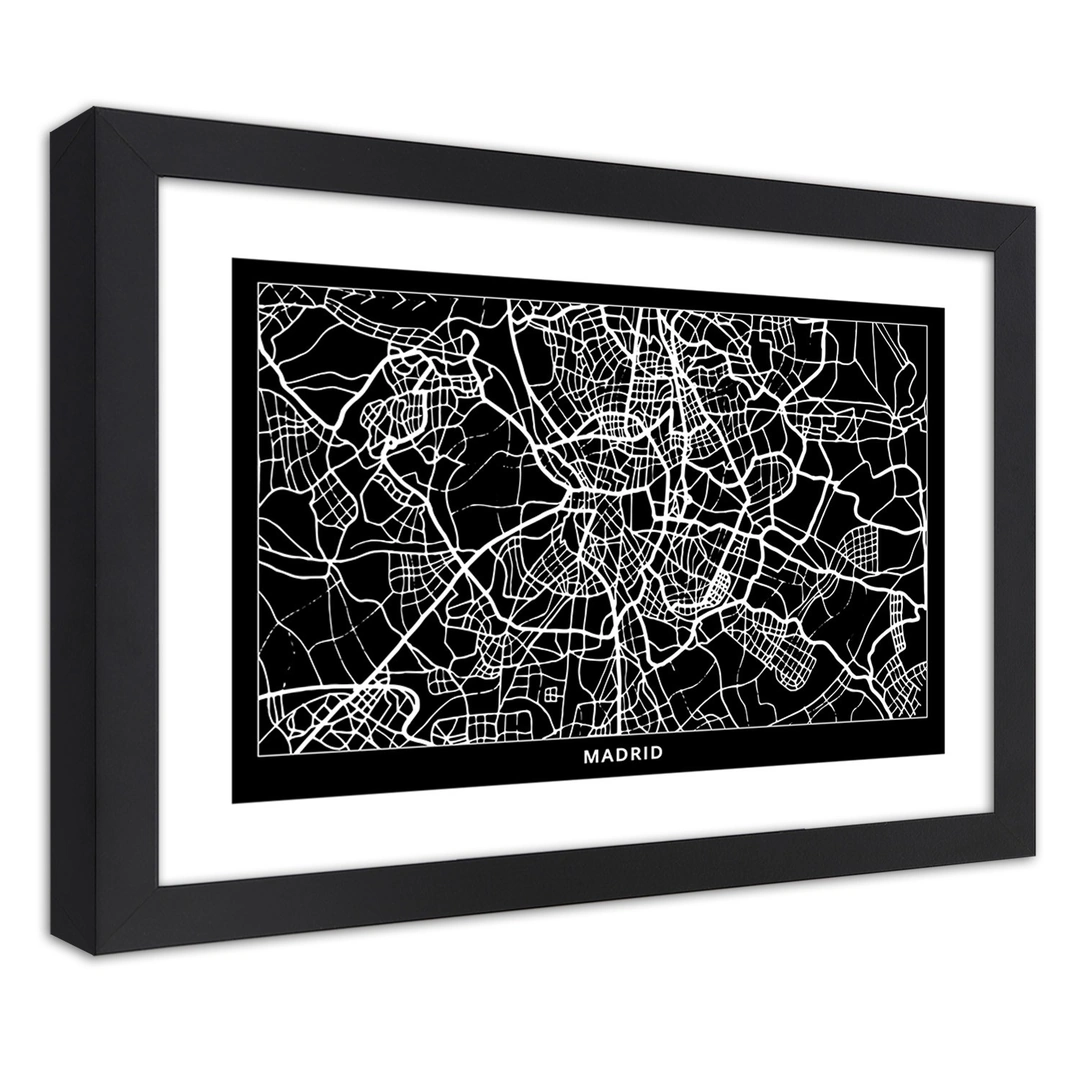 Picture in frame, City plan madrid