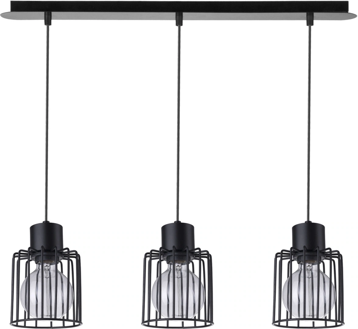 Luto Ceiling Pendant Light Square Trio Black