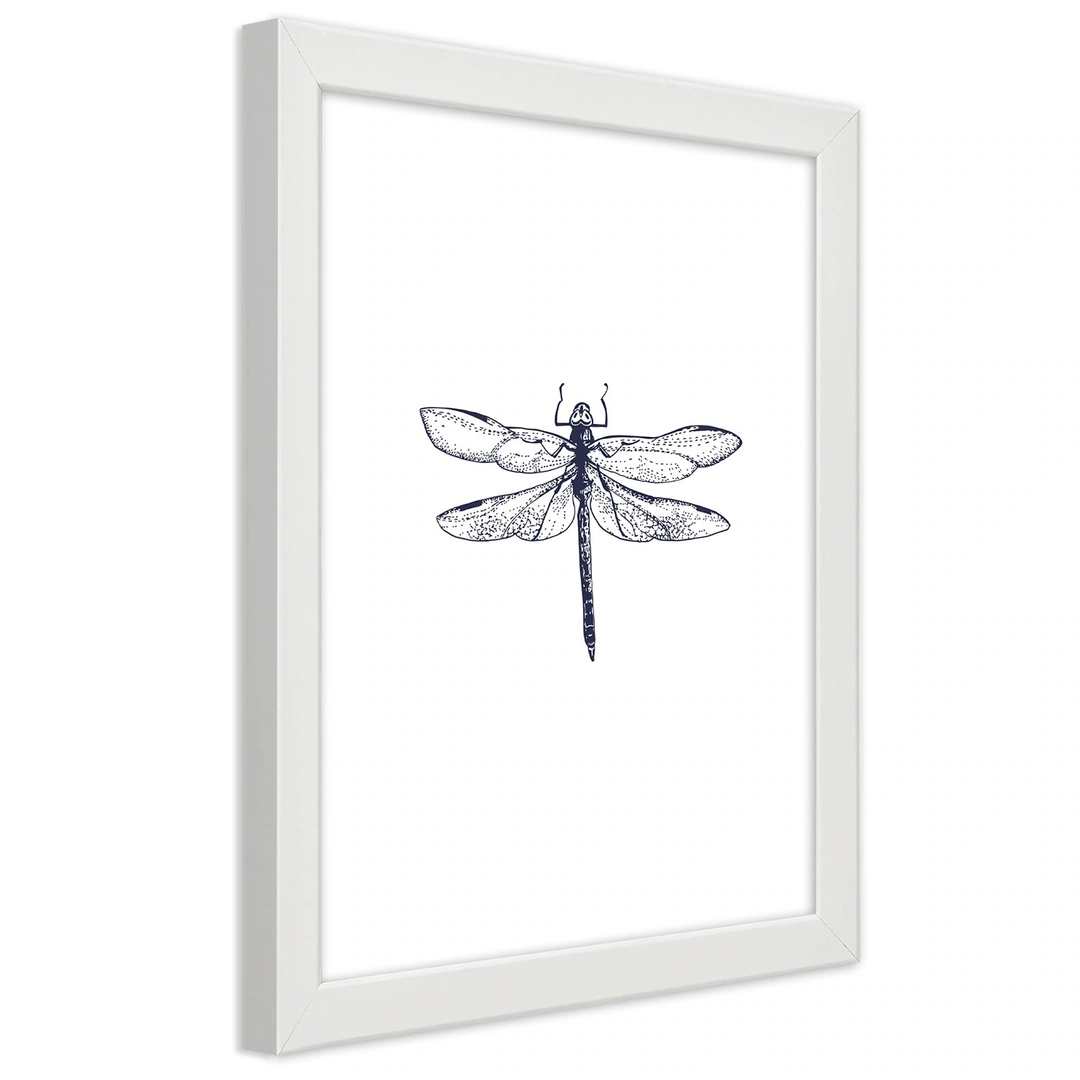 Picture in frame, Dragonfly drawn