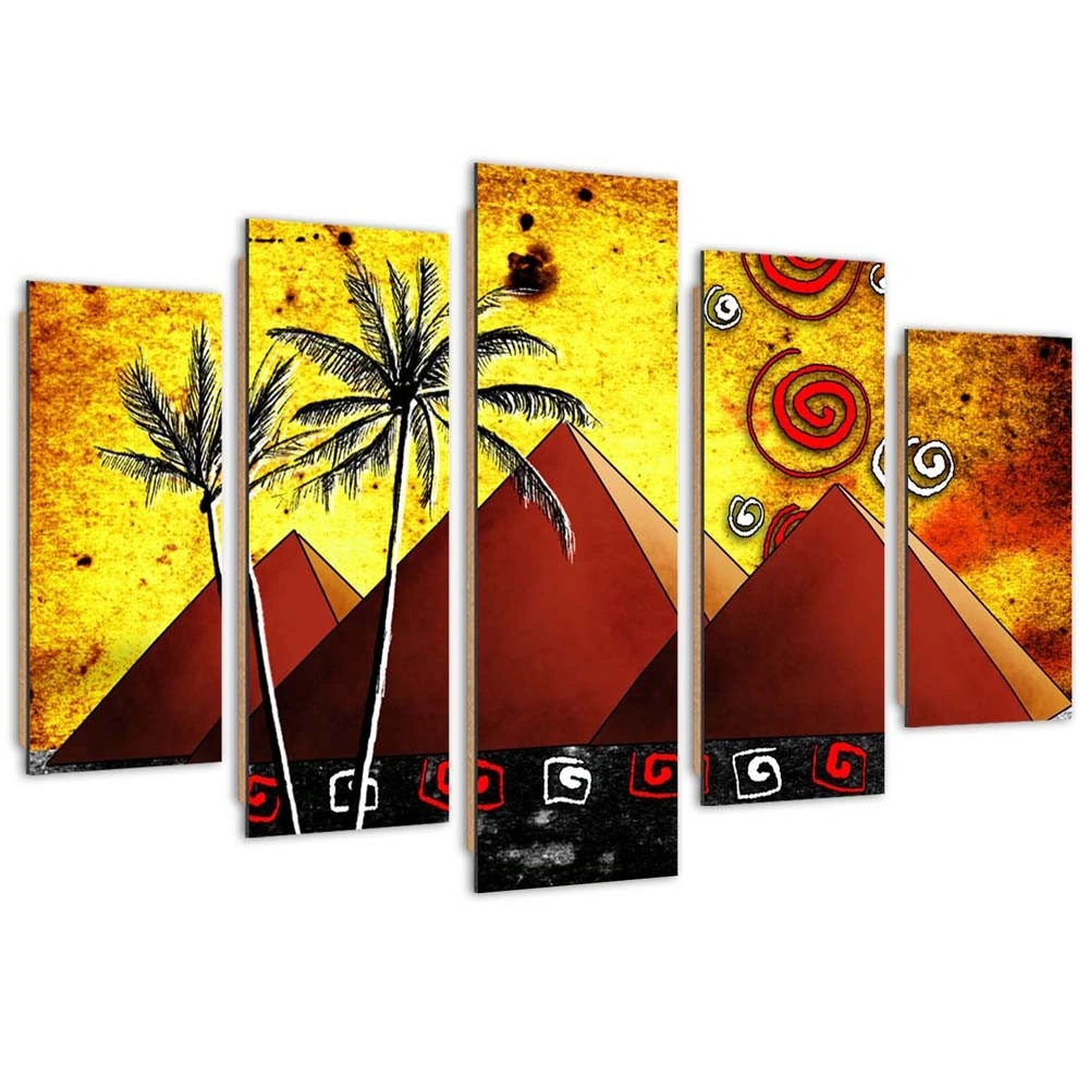 Five piece picture deco panel, Egyptian pyramids