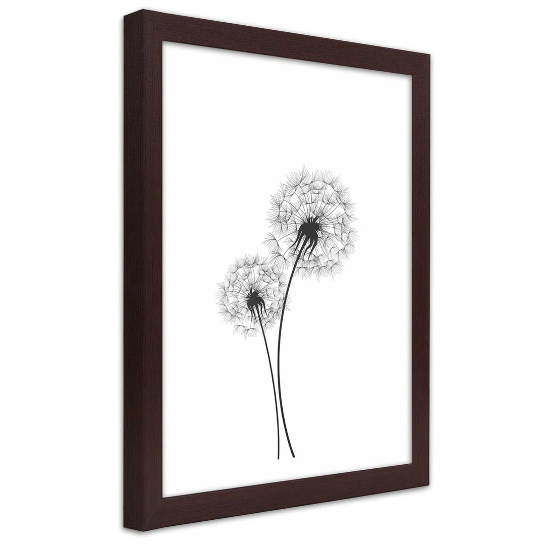 Picture in frame, Drawn two dandelions